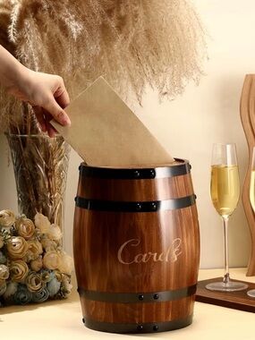 Wooden Barrel Card Holder - Brown